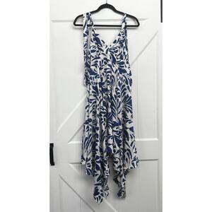 Alexis For Target Dress Sz Small Blue White Floral Asymmetrical Botanical Midi